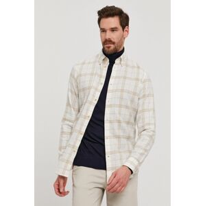 Košile Selected pánská, béžová barva, regular, s límečkem button-down