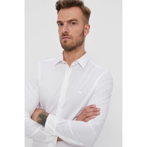 Košile Emporio Armani pánská, bílá barva, regular, s klasickým límcem, 8N1C09 1NI9Z