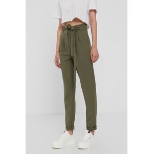 Kalhoty Jacqueline de Yong dámské, zelená barva, jednoduché, high waist