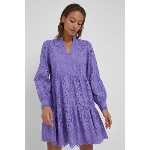 Bavlněné šaty Y.A.S fialová barva, mini, áčková
