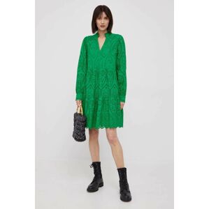 Bavlněné šaty Y.A.S zelená barva, mini