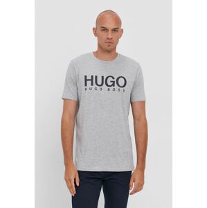 Tričko Hugo pánské, šedá barva, s potiskem