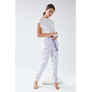 Pyžamové kalhoty Women'secret dámské, bílá barva, bavlněné