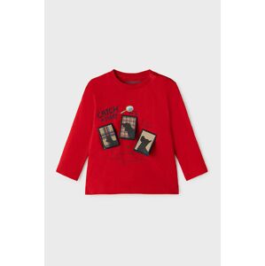 Dětské tričko s dlouhým rukávem Mayoral červená barva, s aplikací