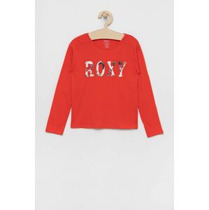 Dětská bavlněná košile s dlouhým rukávem Roxy červená barva