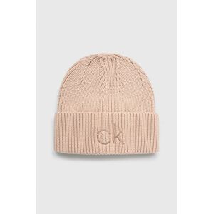 Čepice Calvin Klein růžová barva, z husté pleteniny
