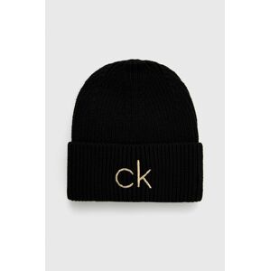 Čepice Calvin Klein černá barva, z husté pleteniny