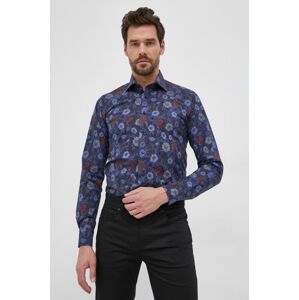Košile Emanuel Berg pánská, tmavomodrá barva, slim, s klasickým límcem