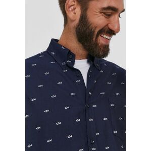 Bavlněné tričko Paul&Shark pánské, tmavomodrá barva, regular, s límečkem button-down