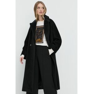 Kabát Marella dámský, černá barva, přechodný, dvouřadový