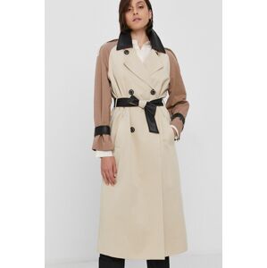 Trench kabát Sisley dámský, béžová barva, přechodný, dvouřadový