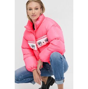 Péřová bunda Chiara Ferragni Maxilogomania dámská, růžová barva, zimní