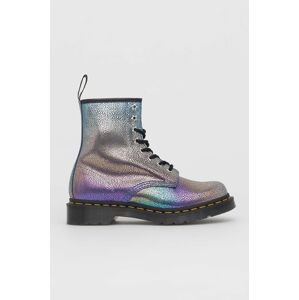 Kožené kotníkové boty Dr. Martens 1460 dámské, fialová barva, na plochém podpatku