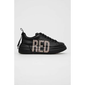 Kožené boty Red Valentino černá barva, na platformě