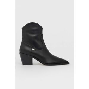 Kožené kotníkové boty Elisabetta Franchi dámské, černá barva, na podpatku