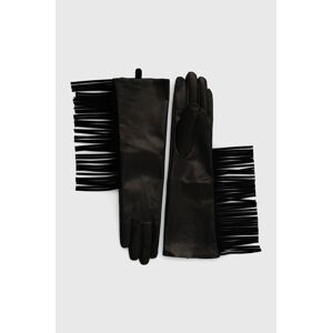 Kožené rukavice Twinset dámské, černá barva