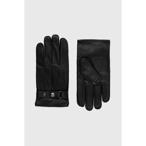 Kožené rukavice Armani Exchange pánské, černá barva