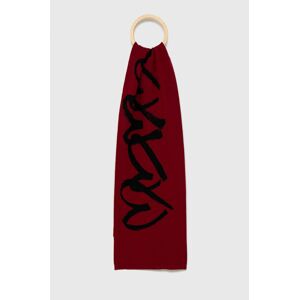 Vlněná šála Moschino červená barva, vzorovaná