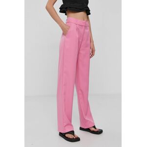 Kalhoty Y.A.S dámské, růžová barva, široké, high waist