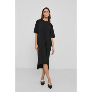 Bavlněné šaty MAX&Co. černá barva, midi, oversize