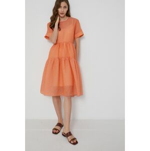 Šaty Victoria Victoria Beckham oranžová barva, mini, áčkové