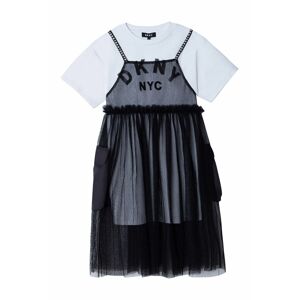Dívčí šaty Dkny černá barva, mini, áčkové