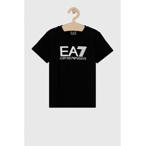 Dětské tričko EA7 Emporio Armani černá barva, s potiskem