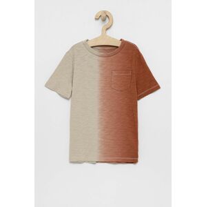 Dětské bavlněné tričko GAP hnědá barva, vzorované