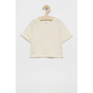Dětské bavlněné tričko GAP krémová barva