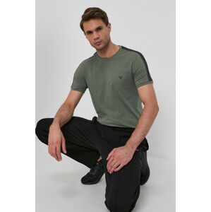 Tričko Emporio Armani Underwear pánské, zelená barva, s aplikací