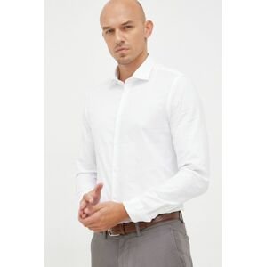 Bavlněné tričko Manuel Ritz bílá barva, regular, s klasickým límcem