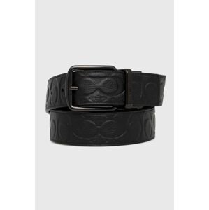 Oboustranný kožený pásek Coach pánský, černá barva