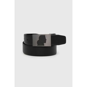 Oboustranný kožený pásek Karl Lagerfeld pánský, černá barva