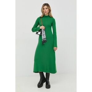 Vlněné šaty Ivy Oak zelená barva, maxi