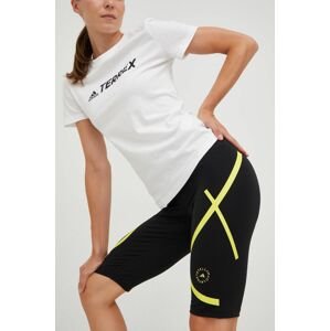 Běžecké šortky adidas by Stella McCartney černá barva, s potiskem, high waist