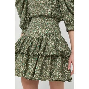 Bavlněná sukně Custommade zelená barva, mini, áčková