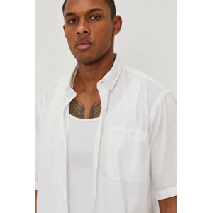 Bavlněné tričko Lee Cooper pánské, bílá barva, regular, s límečkem button-down