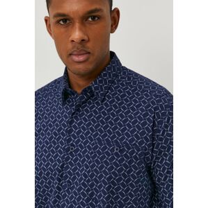 Košile Lee Cooper pánská, tmavomodrá barva, regular, s klasickým límcem