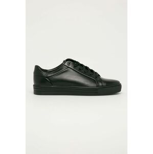 Kožené boty Wojas černá barva, na plochém podpatku