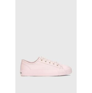 Kožené boty Kazar Studio růžová barva, na plochém podpatku