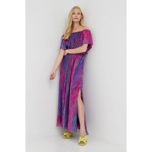 Hedvábné šaty Beatrice B fialová barva, maxi, jednoduchý