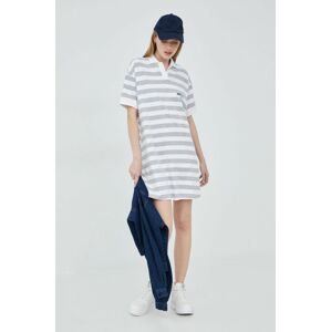 Bavlněné šaty Prosto Stripie šedá barva, mini, oversize
