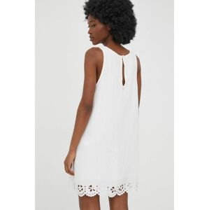 Plátěné šaty RVCA bílá barva, mini, oversize