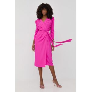 Šaty Nissa růžová barva, midi, jednoduchý