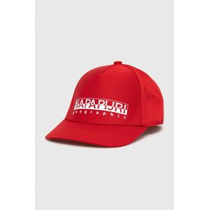 Čepice Napapijri červená barva, s potiskem