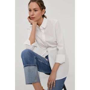 Bavlněné tričko Tally Weijl dámské, bílá barva, regular, s klasickým límcem