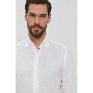 Košile Emanuel Berg pánská, bílá barva, slim, s límečkem button-down