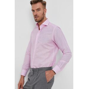 Košile Emanuel Berg pánská, růžová barva, slim, s italským límcem