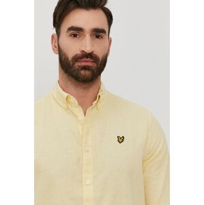Košile Lyle & Scott pánská, žlutá barva, regular, s límečkem button-down