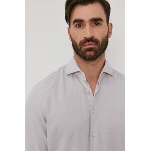 Bavlněné tričko Baldessarini pánské, šedá barva, regular, s klasickým límcem
